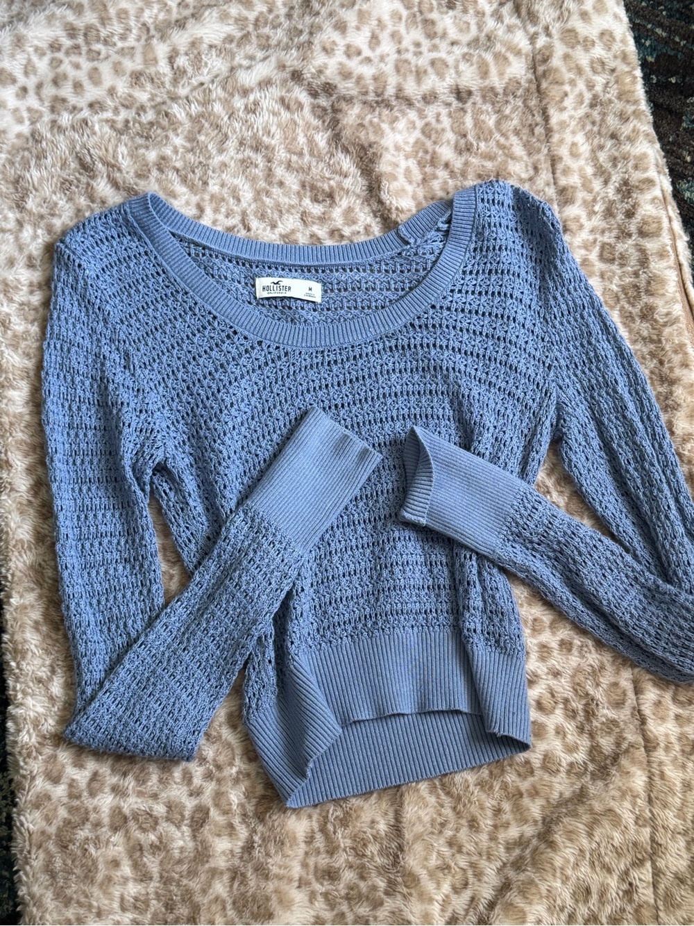 Hollister Blue Crochet Knit Sweater